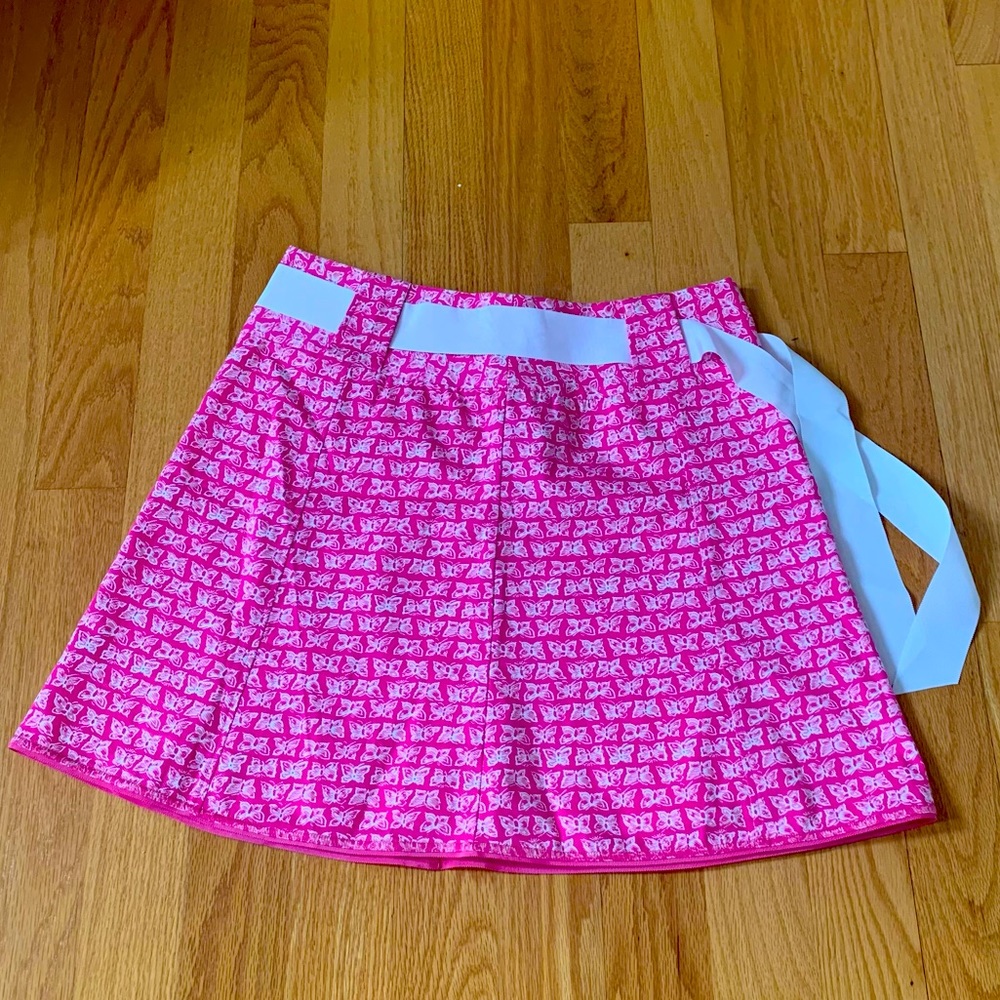 Lilly Pulitzer Skirt Pink White Butterflies Size 14